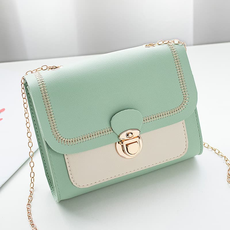 Korean Style Mini Crossbody Bag for Women, Contrast Color Small Square Bag 2025 Chain Bag, Lock Clasp Bag, Export Bag