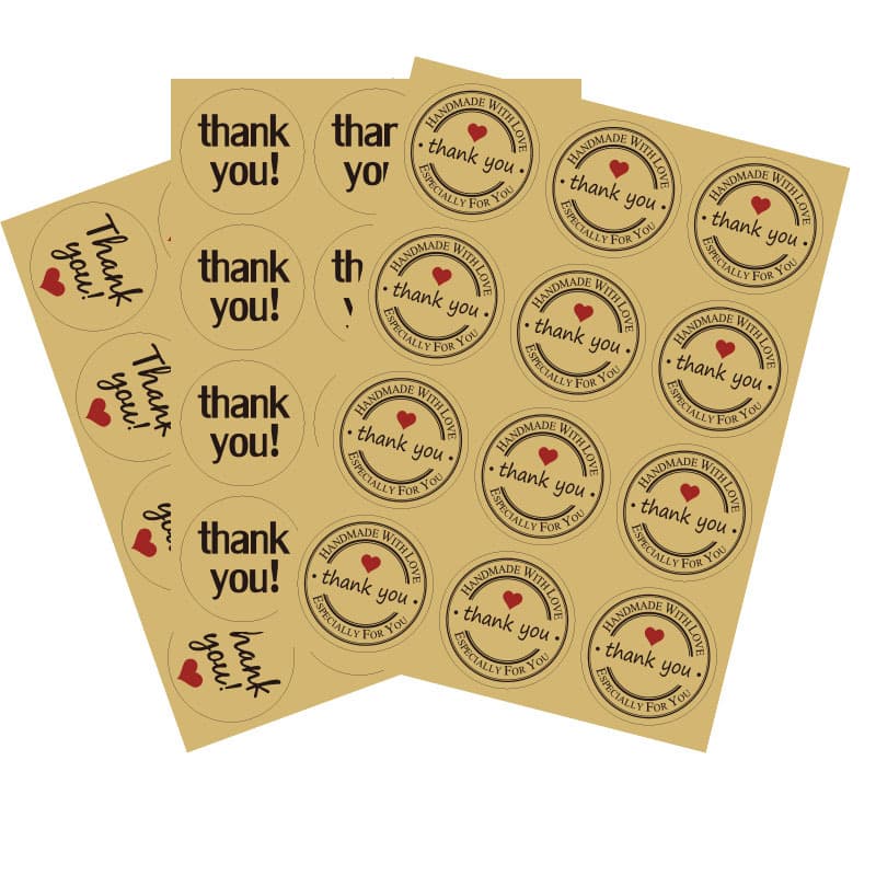 Cross-border wholesale kraft paper thank you sticker, self-adhesive label sticker
