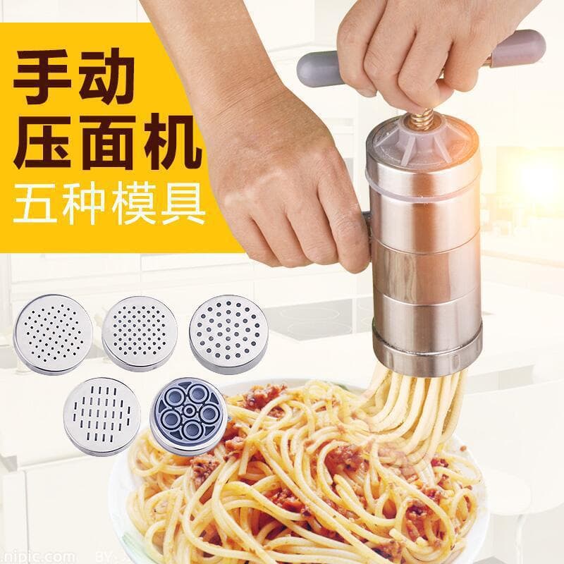 Stainless steel household manual noodle machine, small handmade noodle machine, hand-cranked noodle press.