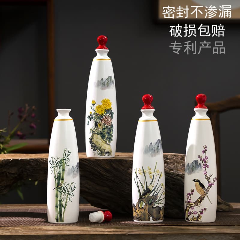 Jingdezhen Meicilin 1-Jin Ceramic Liquor Bottle Empty Baijiu Storage Bottle Creative Wine Pot 500ml Factory Wine Set