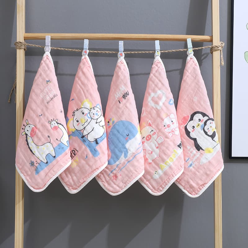 Six-Layer Exclusive Printed Gauze Square Towel, Baby Bib, Face Towel, Infant Gauze Towel