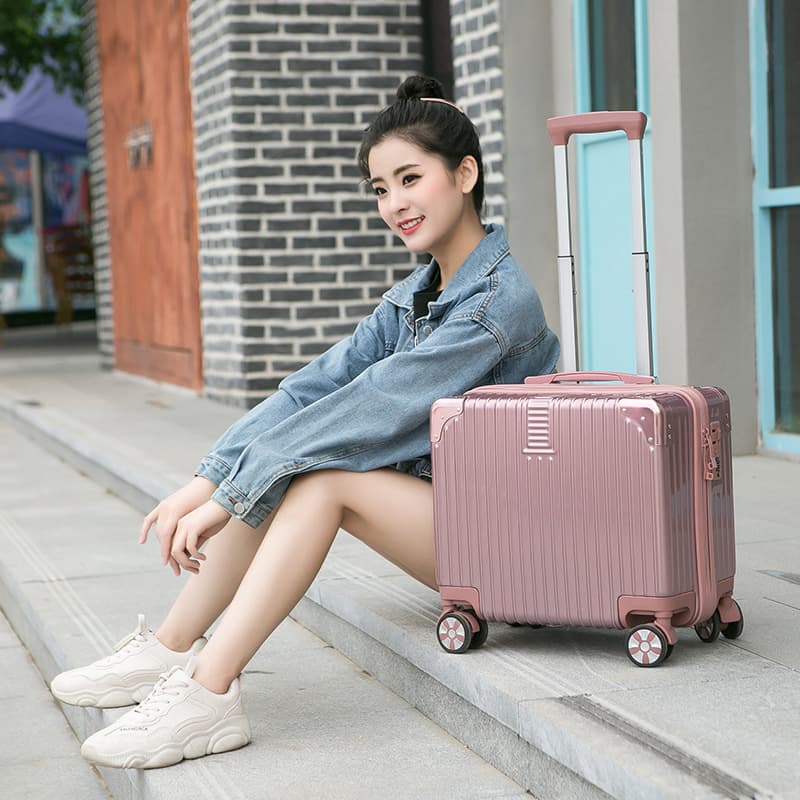 Small Luggage for Women, Lightweight Carry-On Suitcase with Lock, 18-Inch Travel Suitcase, 16-Inch Compact Short-Trip Suitcase
