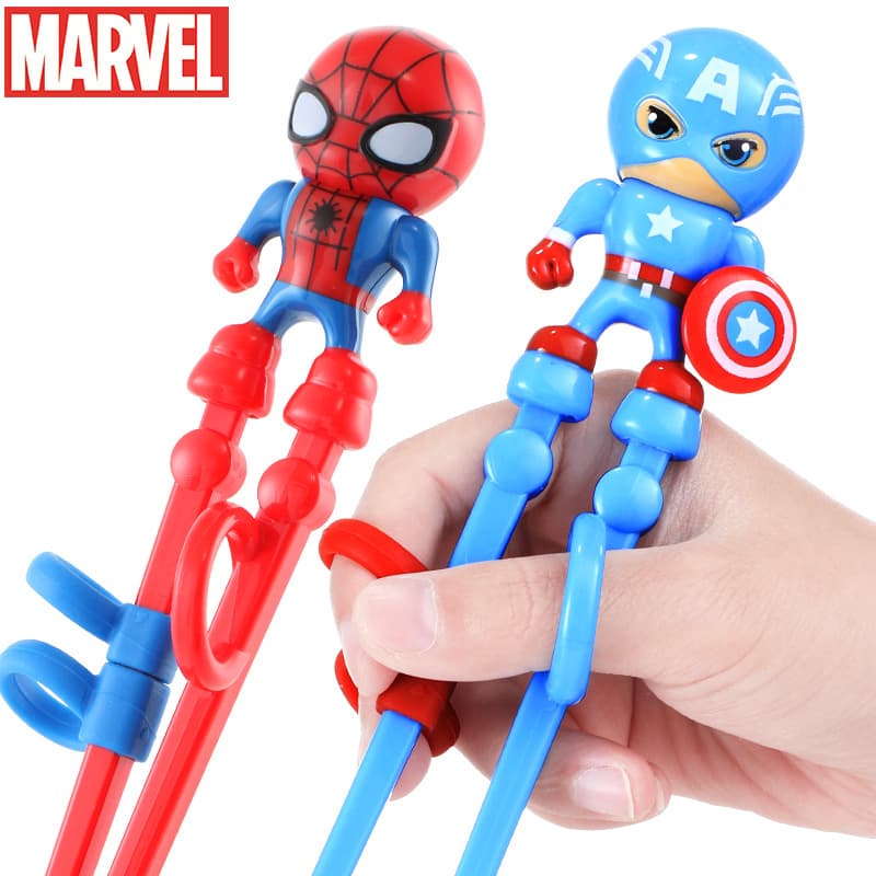 Marvel Spider-Man Kids Training Chopsticks for Ages 3-6, Beginner Chopstick Set for Boys, Baby Learning Chopsticks