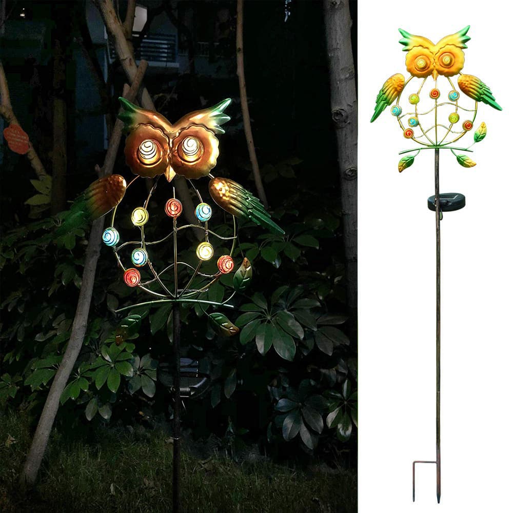 Solar Owl LED Light Garden Iron Crafts Plug-in Light Garden Lawn Owl Ready-made