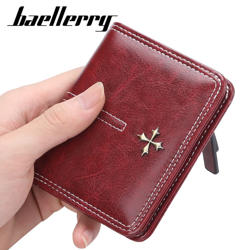 Baellerry Women's Short Vintage Small Wallet, Multi-Card Slot Oil Wax Leather Coin Purse, Fashionable Zipper Card Holder