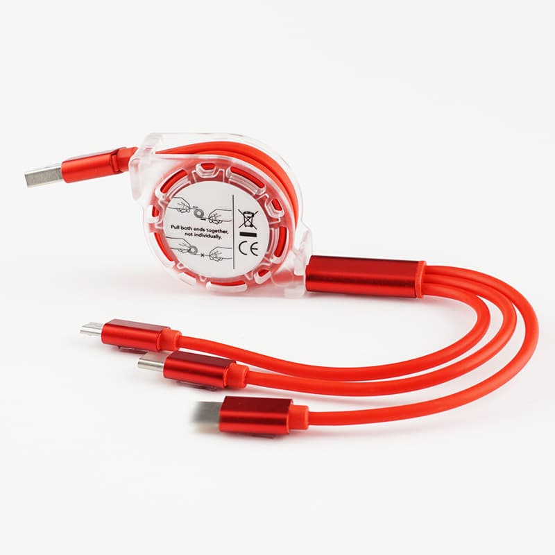 One-To-Three Retractable Data Cable Suitable for Apple, Android, and Type-C Three-In-One Charging Cable, Fast Charging Mobile Phone Cable
