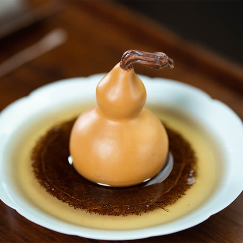 Yixing Purple Sand Teapet Gourd Ornament, Handmade Simulated Fruit Sculpture Tea Set Tea Table Decoration Craft, Raisable