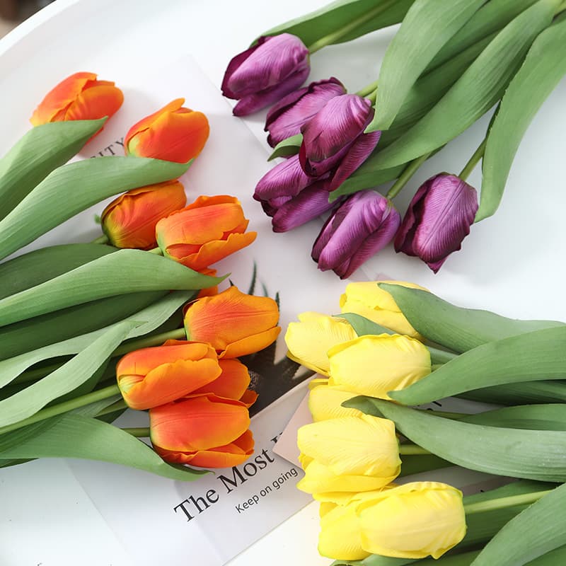 Tulip Decorative Artificial Flowers Hand Feeling Faux Plant Simulation Flowers Cross-border Exclusive Supply