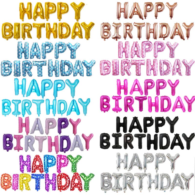 16-inch Letter HAPPY BIRTHDAY Kids Birthday Balloon Happy Birthday Party Foil Balloon Decoration Setup