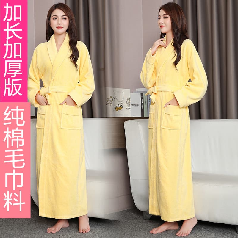Thickened Long Cotton Towel Bathrobe, Winter Warm Bathrobe for Hotel Couples, Men's and Women's Nightgowns, Wholesale, One Generation Hair