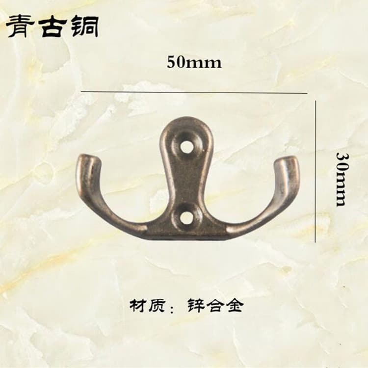 Wholesale double hook zinc alloy small clothes hook crafts furniture antique coat hooks furniture hardware clothes hooks