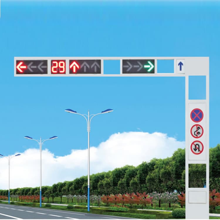 Outdoor traffic poles, red-green warning lights, integrated signal poles, factory direct supply waterproof by Meihua Lighting