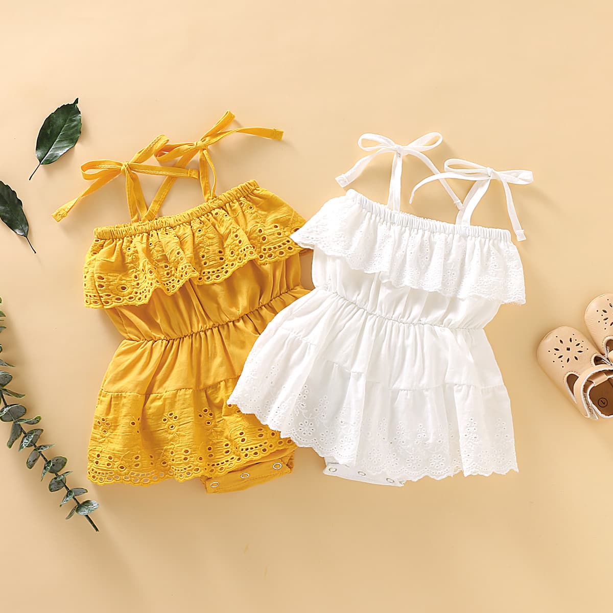 Baby Girl Solid Color Camisole Bodysuit Ins Style Summer Newborn Baby Romper Cool Lace Wrap Bodysuit