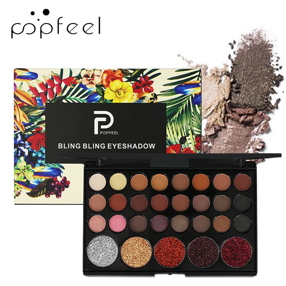 POPFEEL 29-Color Nude Earth Tone Smoky Eyeshadow Palette - Glitter Pearl Sparkle