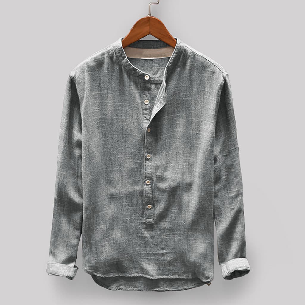 Spot 2021 New Men's Wish Amazon Bestseller AliExpress Solid Color Cotton Men's Long Sleeve Shirt C102
