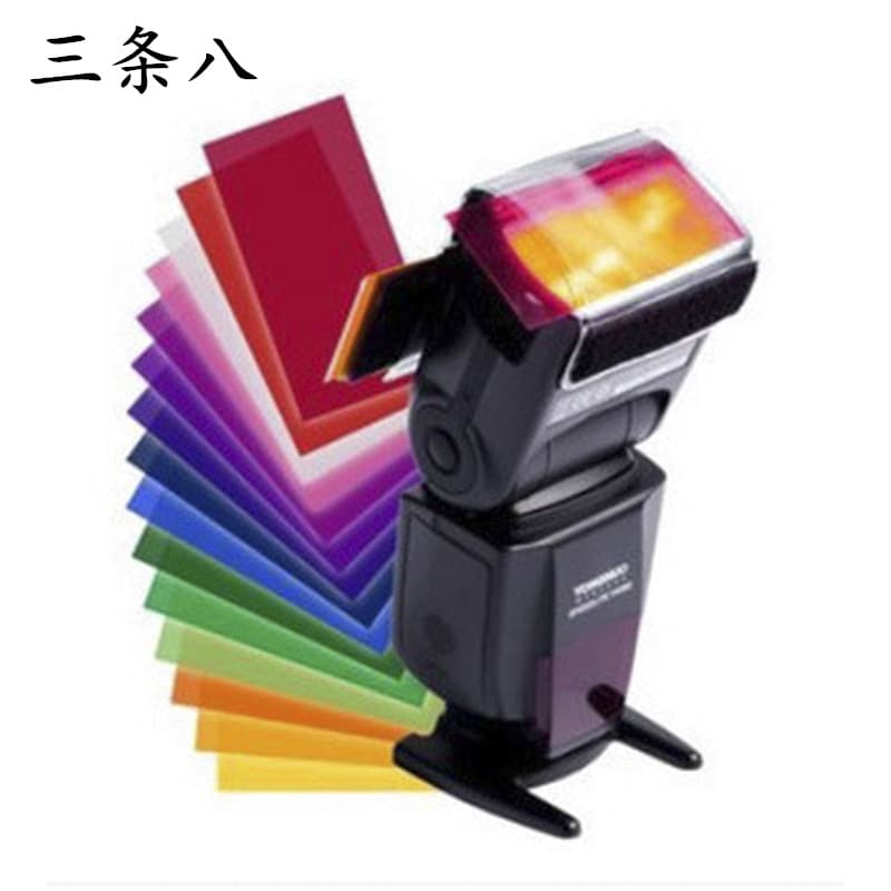 12-Color Gel Filter Set for On-Camera Flash, Universal Gel Holder