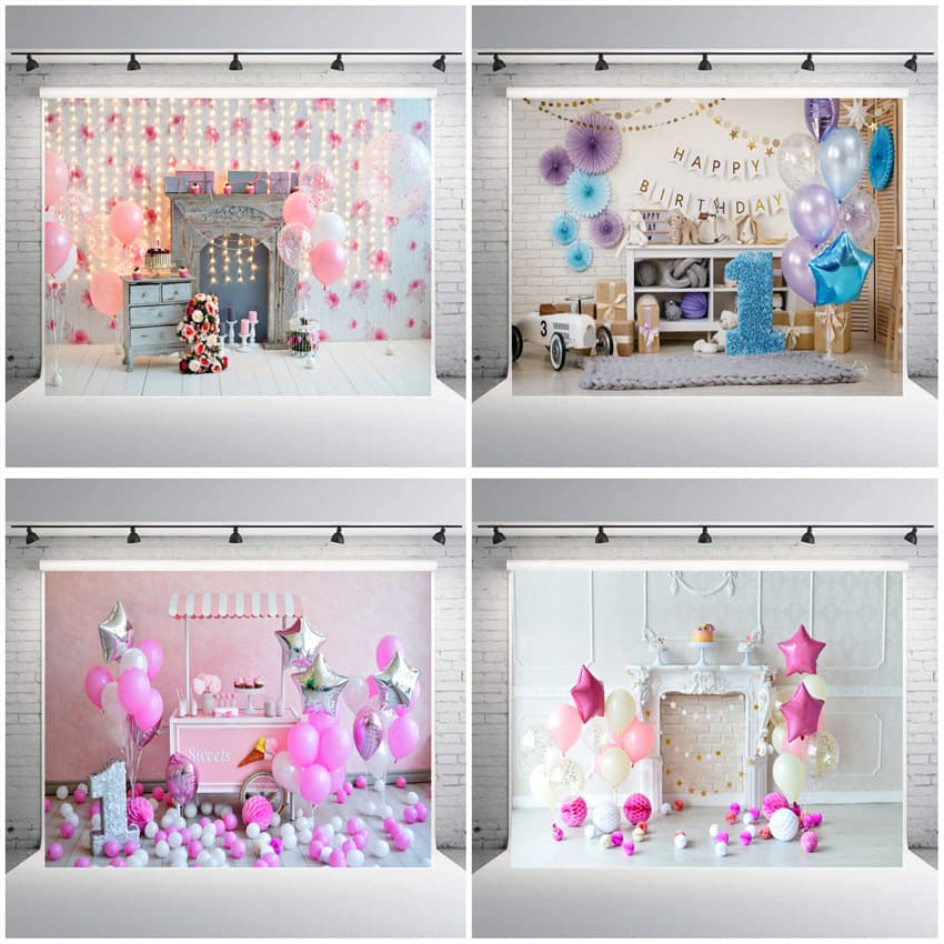 Photography Background Props Children's Birthday Party Studio Backdrop Cloth Vinyl and Cotton Fabric Combined 150x210cm
