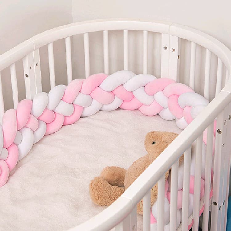 Modern Simple Style Baby Bed Knotted Tassel Anti-Collision Pillow Three-Strand Woven Bedside Protector DIY Plush Filling