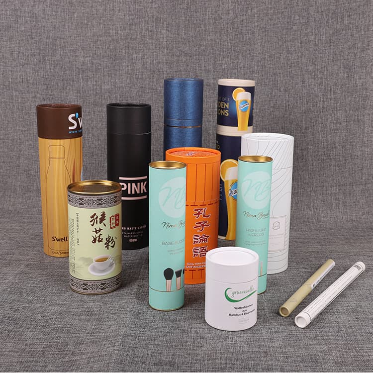 Customized paper tube packaging for beverages and food, color printing, general gift packaging, round kraft paper tubes for tea.