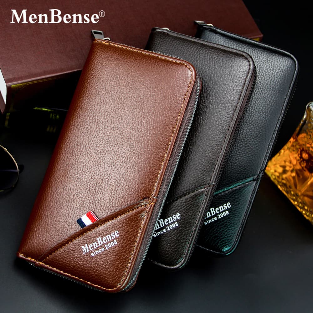 MenBense New Men's Wallet Long Zipper Wallet Large Capacity Men's Handbag Money Clip Handbag Factory Wholesale