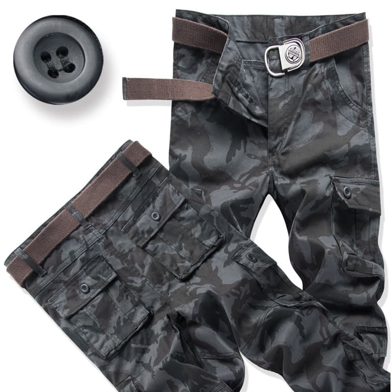 High Waist Loose Straight Leg Casual Pants Multiple Pockets Sports Camouflage Workwear Trousers Men Long Pants Outdoor Large Size Trendy Military Pants