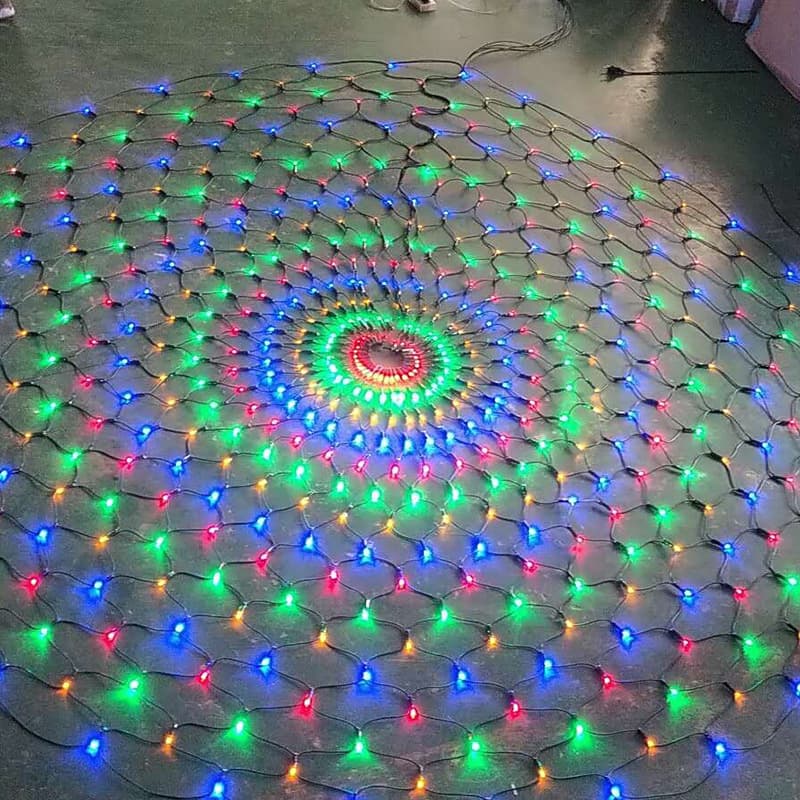 Manufacturer Wholesale 220V Round Fishing Net Light Decorative String Lights Diameter 1 Meter 200 Lights Outdoor Waterproof Lighting
