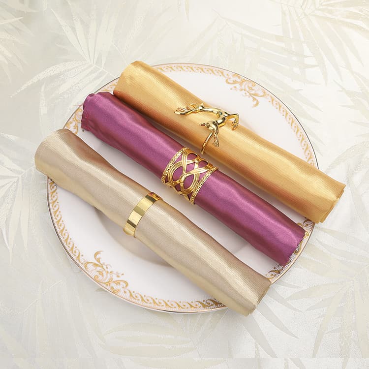 Hotel Restaurant Dining Napkin, Cup Towel, Placemat Folded Napkin, White, Champagne, Gold, Red, Off-White