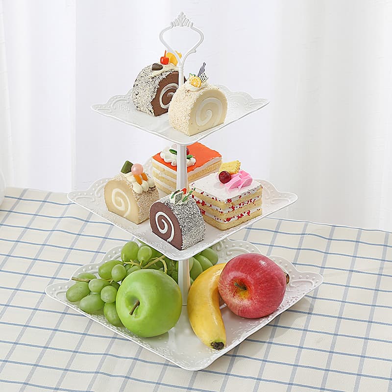 Birthday Party Three-layer Fruit Plate Living Room Dried Afternoon Tea Dessert Tray Multi-layer Cake Stand Decorative Items