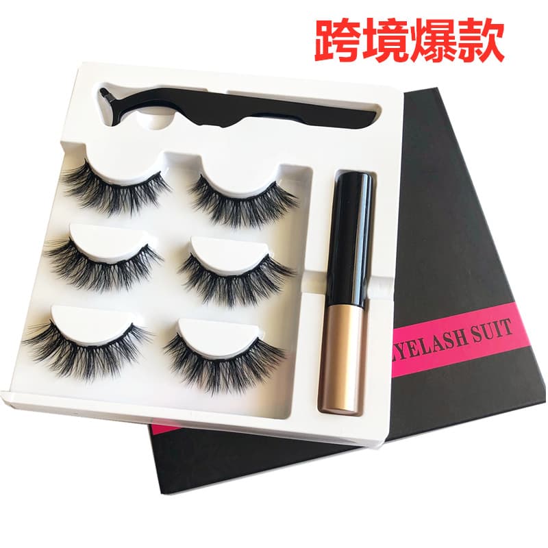 Magnetic Eyeliner Pen False Eyelashes Set Strong Magnetism Easy Application Fake Eyelashes Wholesale Cotton Wisp Fiber Material