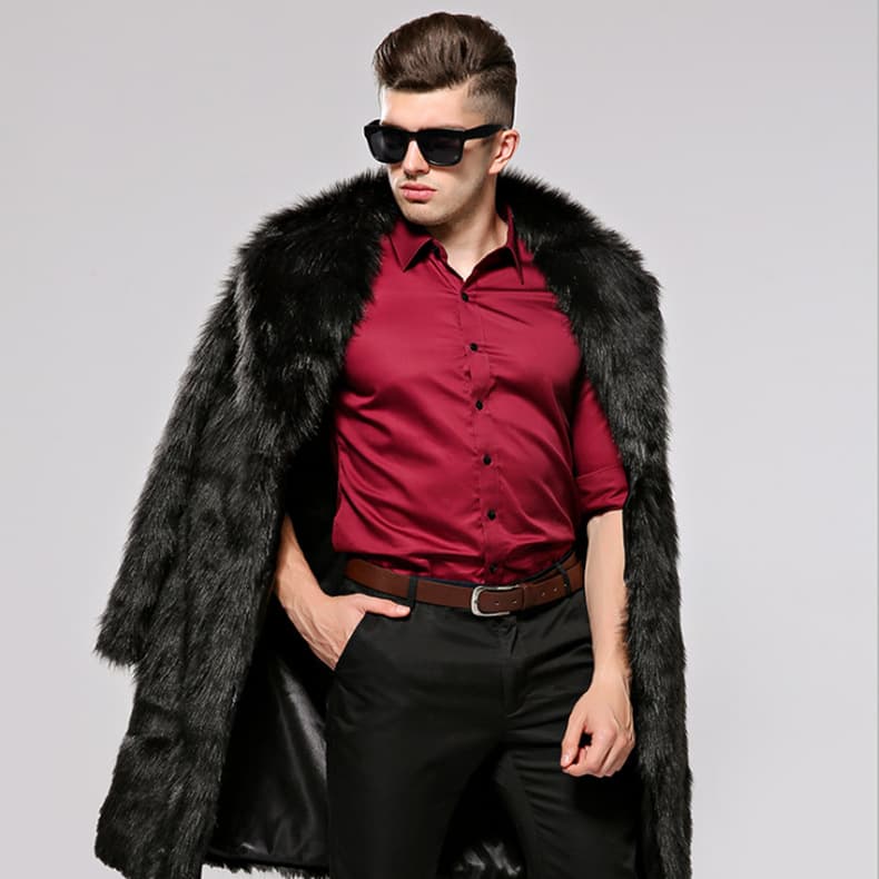 European and American men's fur coat 2026 winter new imitation mink fur long coat thickened warm suit collar windbreaker