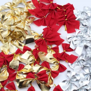 Christmas Red Mini Bow Christmas Tree Decoration Ornament DIY Holiday Scene Decoration Factory Wholesale
