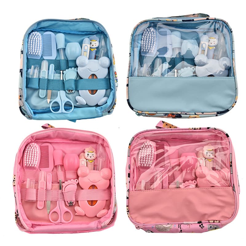 Baby Care Bag 13-Piece Set Baby Nasal Aspirator Nail Scissors Cartoon Set Daily Cleaning Supplies Care Bag
