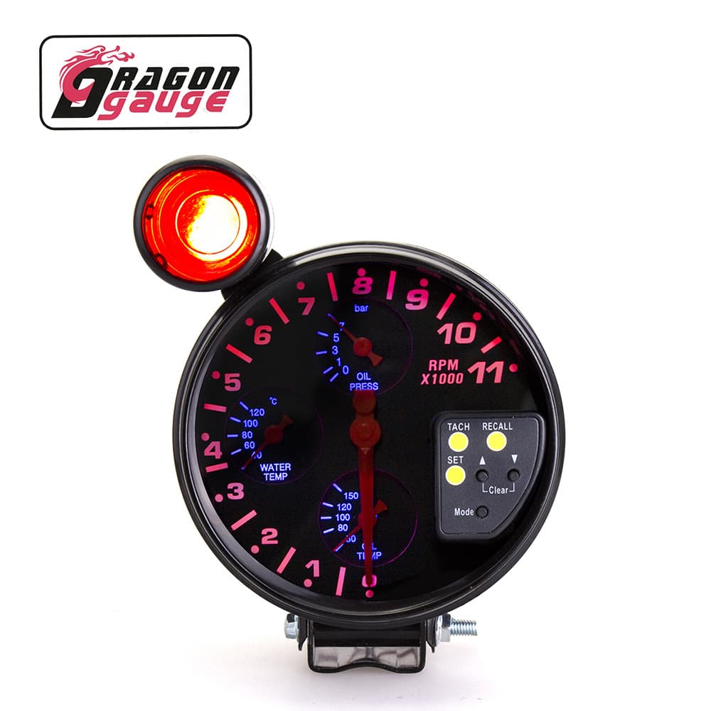 5-inch car instrument panel, four-in-one car instrument panel, tachometer, water temperature, oil temperature, oil pressure, universal for racing cars.