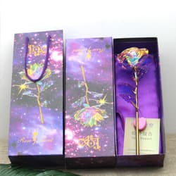 Factory Valentine's Day Rose Gold Roses 24K Glowing Starry Sky Crystal Rose Christmas Teacher's Day Event Gifts