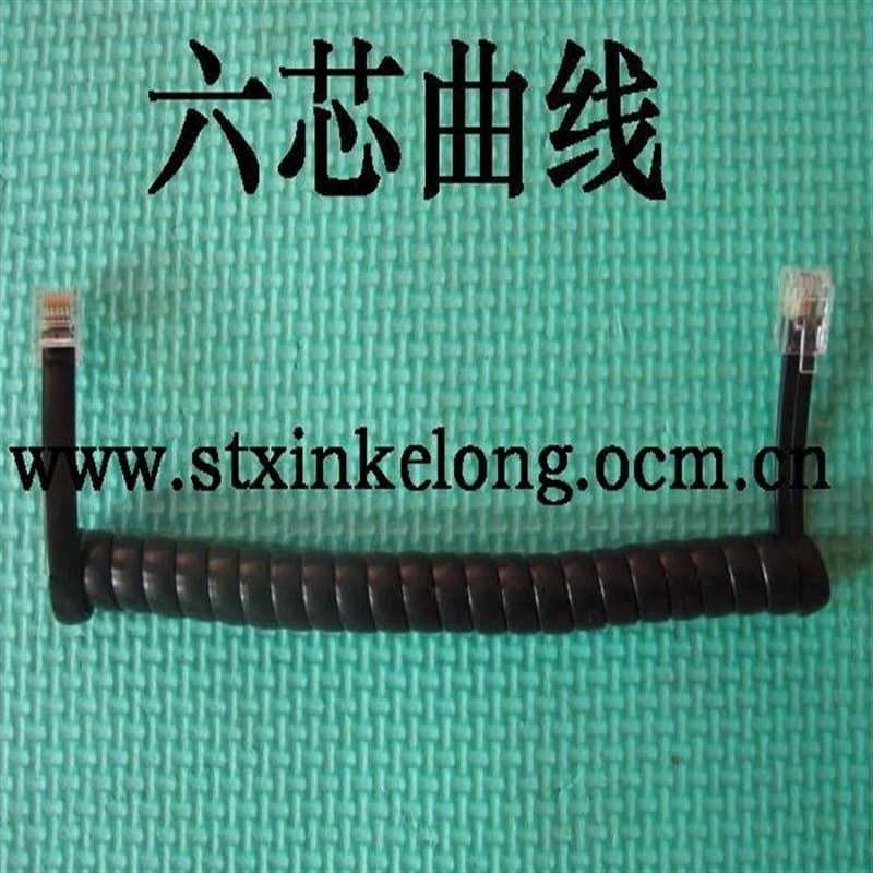 In Stock 6-Core Telephone Coiled Cord 1.5m 2m 3m 6-Core Coiled Cord 6P6C Handset Cable Black 6-Core Telephone Wire