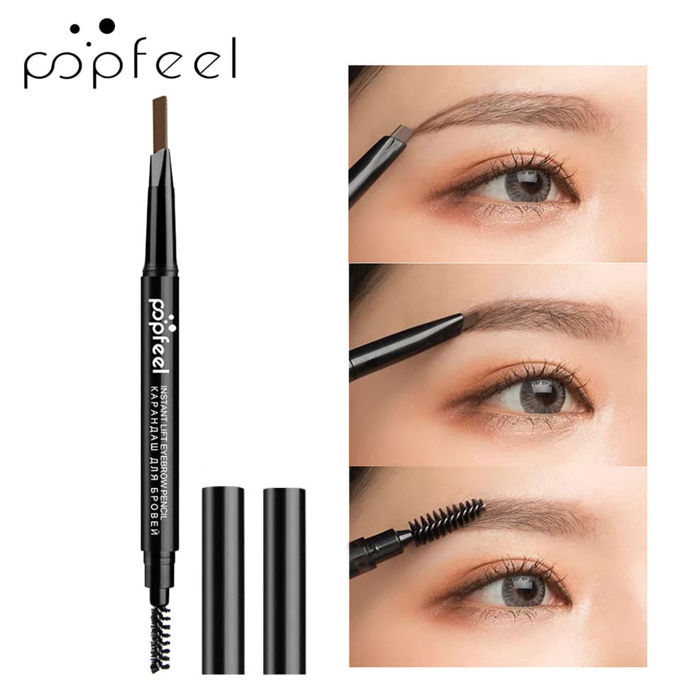 POPFEEL 3D Rotating Dual-End Eyebrow Pencil, Long-Lasting Waterproof Sweat-Proof Smudge-Proof Dense Eye Makeup Pen