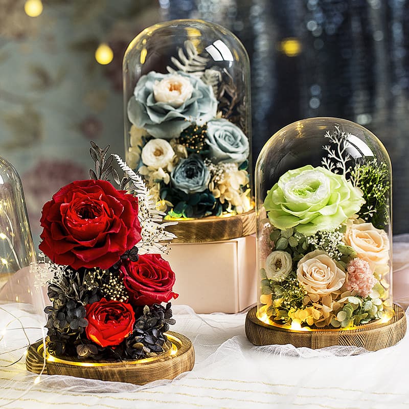 Preserved flower glass cover finished rose wholesale Valentine's Day gift preserved flower preserved flower gift box dropshipping