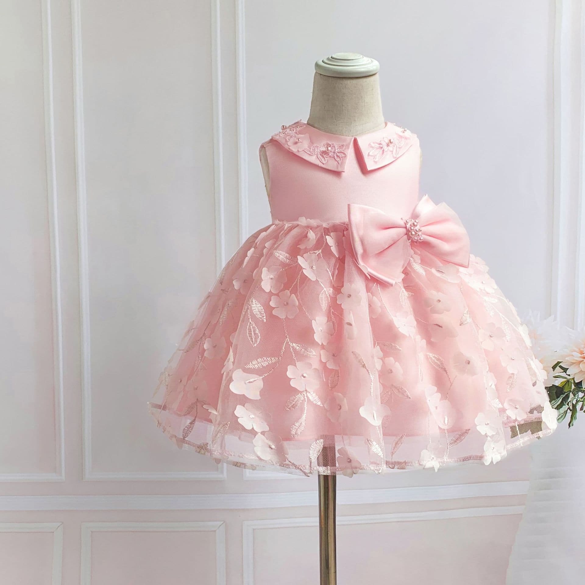2026 Baby Full Moon First Birthday Formal Dress Toddler Skirt Korean Style Lace Sweet Children's Dress