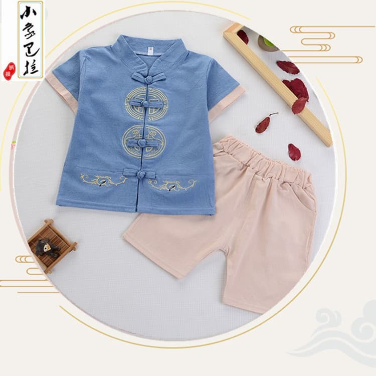 Cross-border Children's Clothing Hanfu Kids Retro Improved Tang Suit Summer Boys Girls Linen Set Chinese Style Baby Tang Suit
