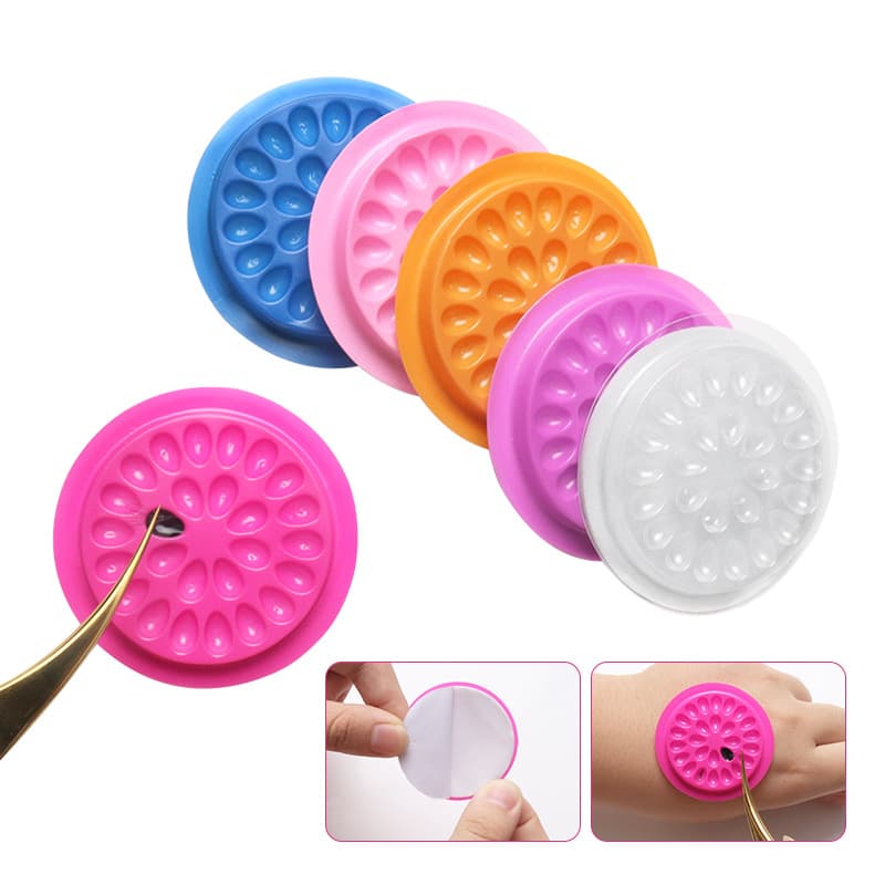 Colorful Flower Patterned Eyelash Extension Glue Tray with Base Pvc Pad Myaokue-up Brand Non-imported Beauty Tool