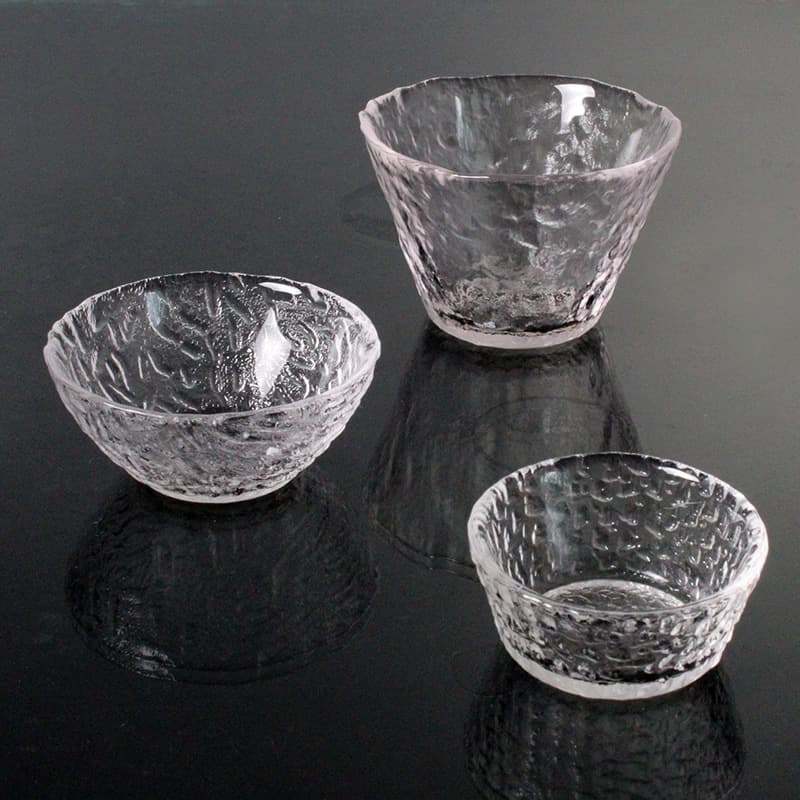 Shixiangyuan First Snow Cup, Heat-resistant Glass Handmade Hammered Tea Cup/Sake Cup, Large and Small, Japanese Transparent Tea Set