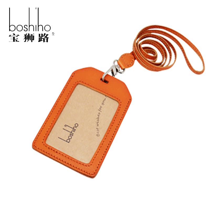 boshiho Student ID Card Holder Genuine Leather Work Badge Japanese-Style Genuine Leather Card Case Vegetable-Tanned Leather Card Holder Genuine Leather Card Case