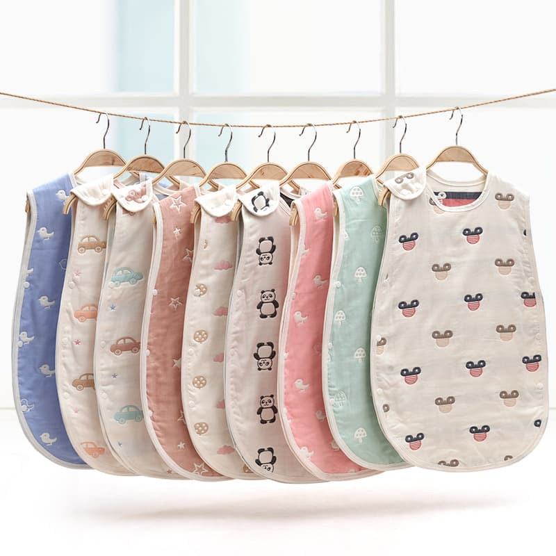 Gaoyang Factory Wholesale Pure Cotton Sleeping Bag Six-Layer Gauze Cotton Baby Sleeping Bag Open Shoulder Children's Homewear