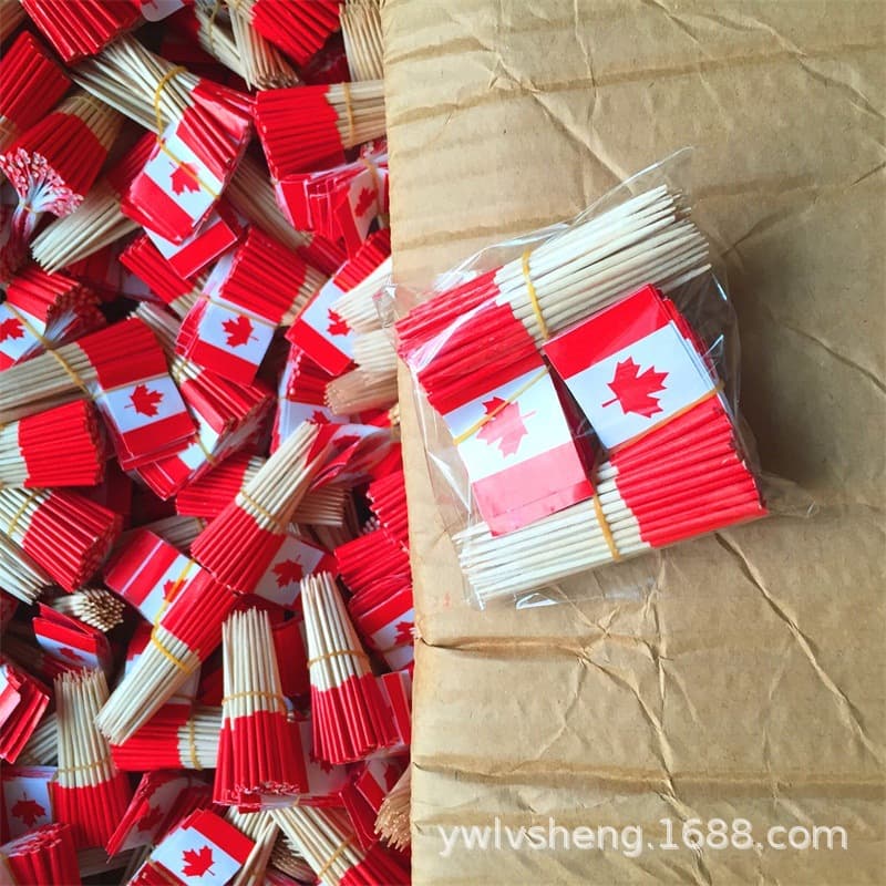 Toothpick Flag for Fruit Cake, Pizza, Birthday Cake Sign, Paper Insert Flag, Canada Flag