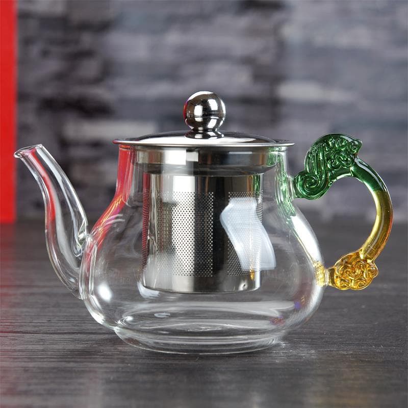 Glass Teapot for Home and Office Use, Stainless Steel Filter Teapot, Kettle