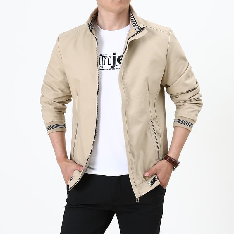 2026 Men's Jacket New Style Spring and Autumn Thin Casual Jacket Versatile Stand Collar Stylish Top for Middle-Aged Men Dad's Wear