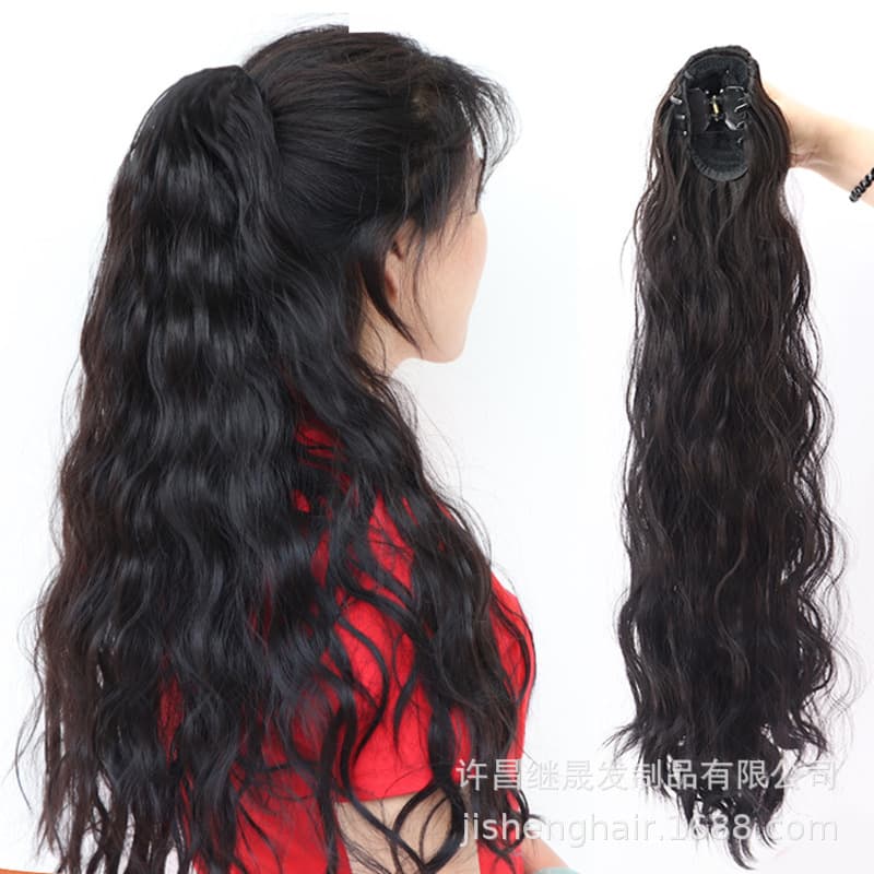 Women's Long Curly Hair Clip Ponytail Fake Braid, Fluffy Cornrow Wig Piece, Hip-Hop Style Small Curly Hair