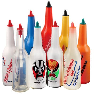 Jinde factory directly supplies bar practice bottles, fancy cocktail bottles, multi-color practice bottles, fire dance practice bottles