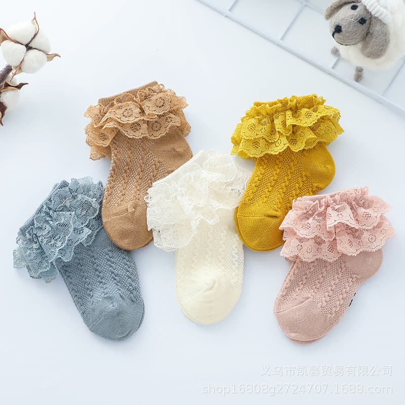 Spring Autumn Children Socks Girls Lace Princess Baby Dance Socks Double Layer Cotton Breathable Sweat Absorbent Odor Resistant