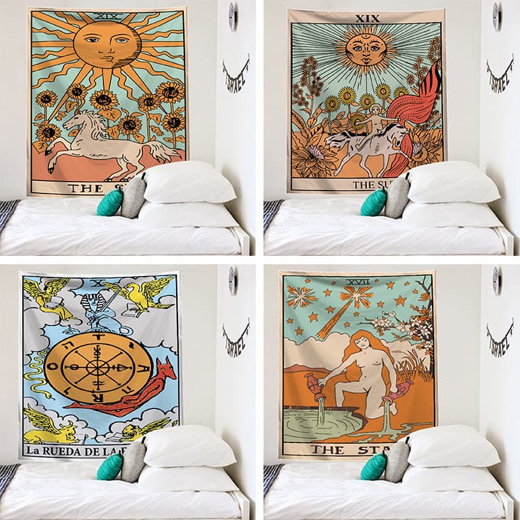 Cross-Border Direct Supply Color Tarot Series Digital Print Home Decoration Hanging Cloth Background Wall Tapestry